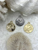 Image of Alligator Coin Pendant. Plated Brass, Gold, Matte Gold, or Burnished Silver, 28mm Coin Pendant, Fast Ship
