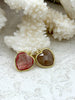 Image of Faceted Heart Shaped Gemstones with Gold Bezel, 4 Styles, Mini Heart Pendant, Gemstone Charm, 13mm, Natural Stones, Fast Ship