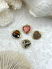 Image of Faceted Heart Shaped Gemstones with Gold Bezel, 4 Styles, Mini Heart Pendant, Gemstone Charm, 13mm, Natural Stones, Fast Ship