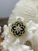 Image of Round Black Enamel Pendant with Clear CZ, 25mm Round, Gold Plated Charm, Fast Ship