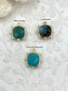 Image of Faceted Gemstones with Dotted CZ Gold Bezel, 3 Styles, Mini Stone Pendant, Gemstone Charm, 16mm, Natural Stones, Fast Ship