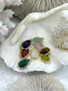 Image of Faceted Teardrop Gemstones with Dotted Gold Bezel, 8 Styles, Teardrop Mini Pendant, Gemstone Charm, 20mm, Natural Stones, Fast Ship