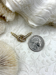 Gold Plated Brass Connector Pendant with Micro Pave CZ, Triple Bale Gold Knot Connector, Fast Ship