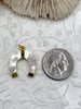 Image of Mother of Pearl Horseshoe Charms, Gold Plated Brass , Mother of Pearl, Fast Ship