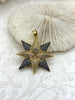 Image of Mixed Metal Star Pendant, Gold and Gunmetal, 36mm x 32mm CZ Star Charm Pendant,