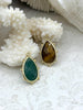 Image of Faceted Teardrop Gemstones with Dotted Gold Bezel, 8 Styles, Teardrop Mini Pendant, Gemstone Charm, 20mm, Natural Stones, Fast Ship