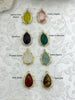 Image of Faceted Teardrop Gemstones with Dotted Gold Bezel, 8 Styles, Teardrop Mini Pendant, Gemstone Charm, 20mm, Natural Stones, Fast Ship