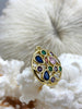 Image of Gold Pendant with Colorful CZ, 27mm Round, Gold Plated, Colorful Cubic Zirconia, Fast Ship