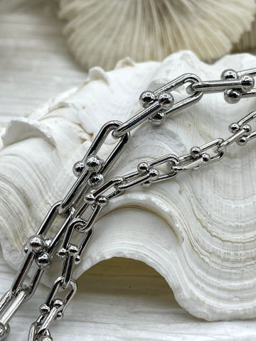 U link chain, U Shape Chain, U link Ball Chunky Statement Chain, Bulky Link chain 2 sizes, 4 Finishes. Bling by A