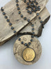 Image of HEMATITE GEMSTONE 1 meter (39") Rosary Style Chain, 8mm coin Faceted beads, Bronze, Gold or Gunmetal Wire. Chain per meter (39") Fast ship
