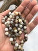 Image of BAMBOO AGATE Hand Knotted Gemstone Necklace, 36" Bamboo Agate, 8mm Round Polished finish with brown thread. Fast ship