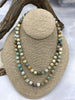 Image of Amazonite Hand Knotted Gemstone Necklace, 36" Multi Color Amazonite, 6mm & 8mm Round smooth and Matte and Polished brown string Fast ship