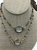 Image of Gemstone Crystal mix Rosary Hematite and Diamond shape Crystal Beaded Chain Bronze, or Gold pin 1 Meter (39 ") Fast Ship
