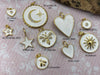 Image of White w/Gold Enamel CZ Micro PAVE Charm Pendant Brass. Gold plating. Star, Heart, Moon, Bee, Compass, Arrow. 10 choices. Fast Ship Bling by A