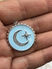 Image of Blue Enamel CZ Micro PAVE Charm Pendant Brass. Silver plating. Star, Heart, Moon, Bee, Compass, Arrow. 11 choices Fast Ship Bling by A