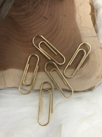Large Brass Paper Clip Charm Gold Plated Shiny Gold, Paper Clip Connector, Paper Clip Charm, Paper Clip Clasp. 38mm x12mm Fast Ship