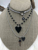 Image of Black lava Beaded Chain Rosary beads, 6mm and 4 mm Silver or Gunmetal, pin 1 Meter (39 ") Fast Ship WHOLESALE