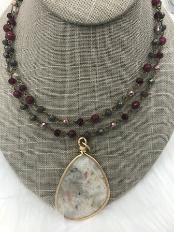 Agate Pendant with Brass Matte Gold Bezel Natural Stone will come in a variety of sizes and colors.