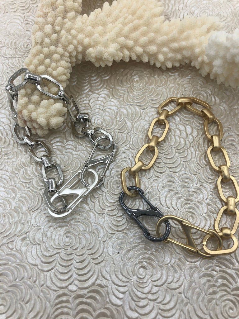 Mixed Link Cable Chain, by the foot. Lg Link 15.75mm x 10.5mm Sm link 9mm x 3.75mm, Gold plated Rhodium & Matte Gold finishes Fast ship