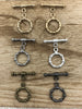 Image of Brass Toggle 12mm, OT Clasp, Jewelry Clasps,Connectors,Brass Clasp, Findings,6 finishes. 1 O and 1 T clasp per set. Fast Shipping