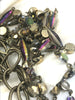 Image of Faceted Crystal AB Gold Iridescent Diamond and Flat Round Gold mixed shape Rosary, Glass Beads,Beaded Chain Bronze Pin by the Foot Fast Ship