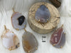 Image of Mixed Color Agate Pendant with Brass Gold or Silver Wire Wrapped Bezel Natural Stone , Variety of Sizes and Colors.Stone Pendant Fast Ship