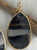 Image of Black Mixed Color Agate Pendant with Wire Wrapped Bezel Brass Gold or Silver Natural Stone Variety of Sizes and Color Stone PendantFast Ship
