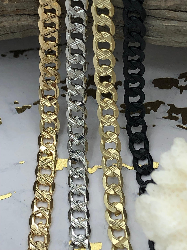Brass Curb Chain HIGH QUALITY Gold Plated Curb Chain, Rhodium Silver –  Bling By A