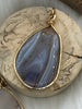 Image of White & Gray Mixed Color Agate Pendant with Wire Wrapped Bezel Brass Gold Natural Stone Variety of Sizes and Color Stone Pendant Fast Ship