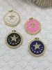 Image of CZ Micro Pave Enamel 8 Star On Round Coin Enamel Pendant Charm Pendant BRASS 4 Colors from the menu.24x22mm Fast Shipping Bling by A