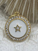 Image of Enamel Five Point Star On Coin Pendant, CZ Micro Pave pendant, Enamel Pendant -Charm 2 Colors from the menu. 14mm x 16mm Fast Shipping Bling by A