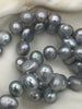 Image of 18'' AAA 8mm Gray Nugget Natural Freshwater Pearl Necklace, Silver Heart Clasp, Hand Knotted, High Luster Freshwater Pearl, Fast Shipping