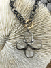 Image of Faceted Crystal Gunmetal Soldered Flower Pendant. Soldered Crystals flowers 2 sizes  52mm x 50mm x 11mm & 43mm x 39mm x 8mm. Fast Shipping