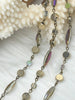Image of Faceted Crystal AB Gold Iridescent Diamond and Flat Round Gold mixed shape Rosary, Glass Beads,Beaded Chain Bronze Pin by the Foot Fast Ship