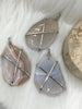 Image of Mixed Color Agate Pendant with Brass Gold or Silver Wire Wrapped Bezel Natural Stone , Variety of Sizes and Colors.Stone Pendant Fast Ship