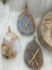 Image of Mixed Color Agate Pendant with Brass Gold or Silver Wire Wrapped Bezel Natural Stone , Variety of Sizes and Colors.Stone Pendant Fast Ship