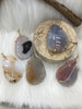 Image of Mixed Color Agate Pendant with Brass Gold or Silver Wire Wrapped Bezel Natural Stone , Variety of Sizes and Colors.Stone Pendant Fast Ship