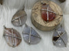 Image of Mixed Color Agate Pendant with Brass Gold or Silver Wire Wrapped Bezel Natural Stone , Variety of Sizes and Colors.Stone Pendant Fast Ship