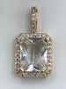 Image of Rectangle Solitaire CZ Emerald Cut Pendant Cubic Zirconia in Micro Pave Setting Large Diamond Cut Pendant 22mm x 11mm x6mm 6 color Fast Ship