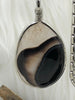 Image of Black Mixed Color Agate Pendant with Wire Wrapped Bezel Brass Gold or Silver Natural Stone Variety of Sizes and Color Stone PendantFast Ship