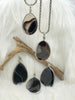 Image of Black Mixed Color Agate Pendant with Wire Wrapped Bezel Brass Gold or Silver Natural Stone Variety of Sizes and Color Stone PendantFast Ship