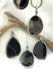 Image of Black Mixed Color Agate Pendant with Wire Wrapped Bezel Brass Gold or Silver Natural Stone Variety of Sizes and Color Stone PendantFast Ship