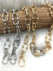 Image of Chunky Statement Chain Mixed Links,Bulky Link chain Gold, Rhodium, Burnish Matte Silver, Worn Gold,  Rectangle Statement Paperclip Fast Ship