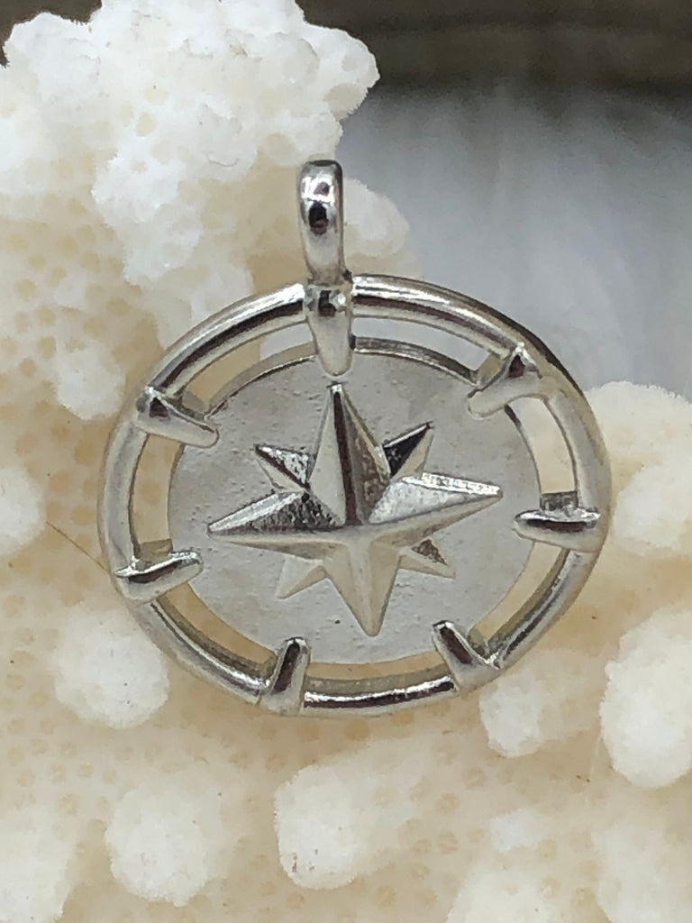 BRASS Compass Charms, North Star Compass Coin Pendant/Charm,Star Gold & Silver Charm Pendants, Star Compass Charm  Fast Shipping