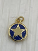 Image of Gold Five Point Star On Colorful Enamel, Round Coin Enamel Pendant Charm Pendant BRASS, Enamel Charm, Choose from the menu. Fast Shipping Bling by A