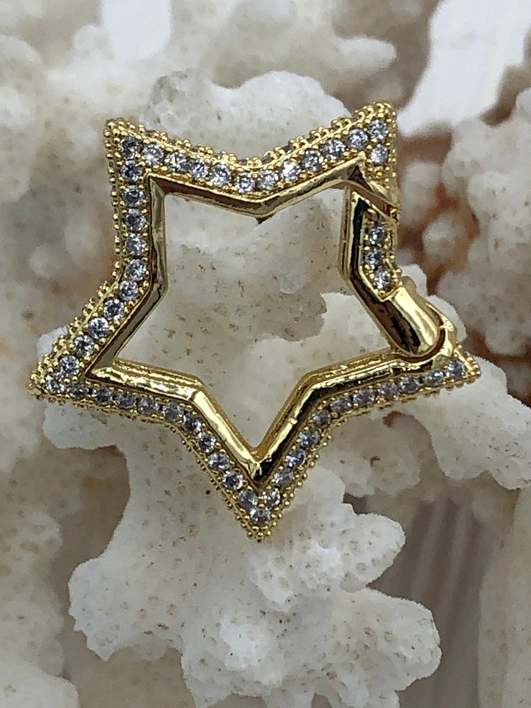 Spring Gate Clasp MICRO PAVE Brass Gold 3 Shapes, Gate Clasp, Push Clasp, Spring Gate Shape. Spring Clasp, Gate Pendant. Fast Ship