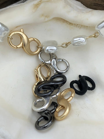 18mm Double Opening Infinity Figure 8 clasp for Easy Connectors, Spring Hook Lobster Clasp, Jewelry Clasps ,Brass Clasp, colors Fast Ship