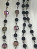 Image of Faceted Crystal AB Black and Gold Iridescent 2 size Flat Round mixed Size Rosary, Glass Beads, Beaded Chain Gun Pin by the Foot 2 styles