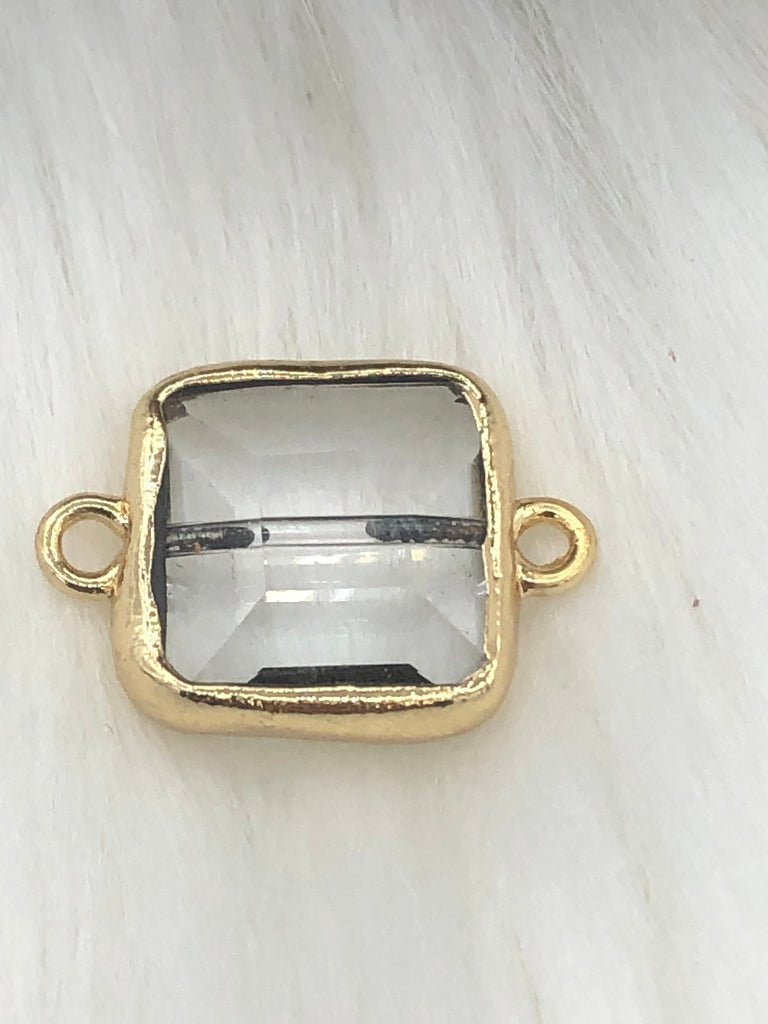 Crystal Gold Soldered Pendants and charms. Square, Teardrop, Drop, Square connector , 6 Styles to choose from. Fast Shipping