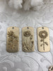 Image of Brass Cartouche Dog Tag Flower Charm, Flower Pendant, Dainty Flower Charm, Daisy Flower, Sun Flower or Poppy Flower 3 finishes 30mmx14mm